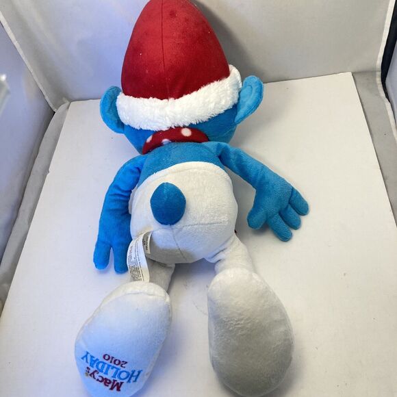 Holiday Smurf Plush Stuffed Animal Macys Exclusive 2010 22 Inch Christmas - Picture 2 of 4